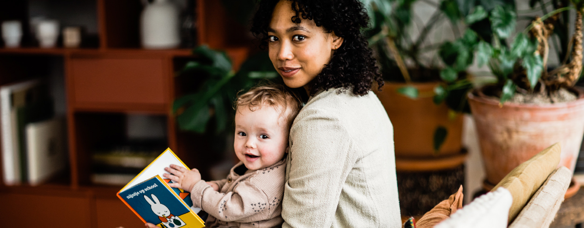 mom and baby smiling